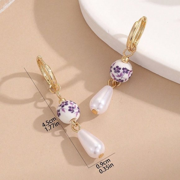 Multicolor Sexy Women's Style Faux Pearl Ceramic Pendant Earrings - Picture 10 of 11